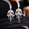 Dangle Chandelier Personality Cubic Zircon Crystal Earring Mti Color Geometry Shape Drop Earrings For Women Wedding Accessories A3 Dhfa7