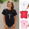 T-shirts femme jésus imprimé pur coton col rond T-shirt femmes Section mince hauts blancs été Style coréen vêtements