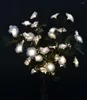 Fleurs décoratives LED Fleur Rose Fleur Branche Lumière 20 'Avec 60Led Plus Feuille Verte Décoration 3V DC Adaptateur