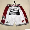 Team Basketball Shorts Just&Don Retro High School Edition Wear Sport Pant With Pocket Zipper Sweatpants Hip Pop Black Red Yellow White Blue