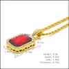 Pendant Necklaces Mens Hip Hop Jewelry Sets Mini Square Ruby Sapphire Fl Crystal Diamond Angel Wings Gold Chain For Male Hiphop Drop Otnmd