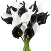 Decorative Flowers 20Pcs Calla Lily Bridal Wedding Bouquet PU Artificial Arrangement For Home Office Party Decor(Black And White) Promotion