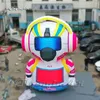 Artistic Large Inflatable DJ Model Colorful Airblown Half Robot Balloon With Headphone For Carnival Stage Decoration