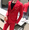 Herenpakken Nieuwste rode mannen voor bruiloft Tuxedos Masculino 2 -pieces (jasbroekbladen) Anzug Herren Custom Made Design Mens