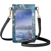 Sacs de soirée FORUDESIGNS Fleur de cerisier Peinture à l'huile Téléphone portable Femme Cuir PU Lady Sac à main Style artistique Messagers féminins Croix