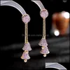 Dangle Lustre Femme Cristal Zircon Pierre Boucles D'oreilles De Mode Long Gland Cloches Oreille Stud Vintage Charme Papend Goujons Boucle D'oreille Pour W Dh5Ps