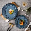 Plates Creative Kilne Blue Glazed Ceramic Plate European Classic Large Steak Pasta Dinner Restaurant El Service Tray Tableware