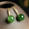 Dangle Earrings 18K Gold Inlaid Natural Jasper Beads And Tianyu Fashion Women Jade