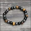 Beaded Strands Natural Tiger Eye Pärlade armband män för magneti hematit kvinnor smycken armband droppleverans dhby2