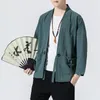 Ethnic Clothing Kimono Gown Men Cotton Linen Costumes Harajuku 2023 Summer Men's Vintage Loose Shirts Male Chinese Style Cardigan