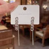 Stud Earrings 925 Silver Needle Tassel Chain Crystal Simple Design Female Korea Jewelry