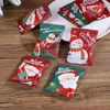Geschenkomschakeling 100 van Santa Cookie Seal Bags voor DIY Handgemaakte snoep Nougat Biscuit verpakking Kerstjaar Groothandel