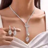 Halsband örhängen Set Treazy Sparkling Rhinestone Crystal Wedding Jewelry for Women Floral Drop Choker Bride Fashion