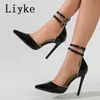 Classic Black High Heels for Women 2023 Fashion Patent Watch 0129