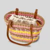 Casual Striped Straw Women Shoulder Bags Designer Paper Woven Handbags Summer Beach Bucket Bag Small Tote Bali Shopper Purses 230129