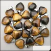 Konst och hantverk Natural Stone 15mm Heart Rose Quartz Lapis Lazi Turquoise Opal Pendant Charms Diy For Necklace örhängen smycken Maki Dhlaw