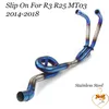 Motorcykelavgassystem Plug and Play Full Titanium Alloy rostfritt stål Frontrör för R3 R25 2014-2023 MT-03 2023-2023