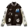 Men's Jackets Gothic Baseball Jacket Skeleton Letter Embroidery Vintage Streetwear Coat 2023 Men Hip Hop Loose Varsity Bomber Biker