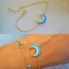 Charme Bracelets 2023 Top Qualité Turquoises Corne Croissant De Lune Lien Chaîne Bracelet À La Mode Femmes Fille Cadeau Double Bijoux Européens