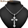 Pendant Necklaces SUNNERLEES 316L Stainless Steel Jesus Christ Cross Necklace Byzantine Link Chain Men Boys Gift SP245