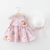 Vestidos de niña, chaleco de verano para bebé, vestido de princesa estampado de 1 a 4 años, dulce con lazo grande en el pecho, ropa