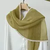 Scarves Pleated Solid Color Scarf For Women Summer Sun Protection Spring Autumn Fashion Shawl Thin Cotton Linen Silk 150 46cm W277