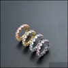 Bandringe Hip Hop Hochzeit Verlobungsring für Frauen Shiny Bling Strass Modeschmuck Q313FZ Drop Lieferung Dhcry