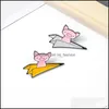 Broches Broches Broches Avion En Papier Émail Personnalisé Cochons Volants Broche Épinglette Chemise Sac Badge Drôle Mignon Animal Bijoux Cadeau Pour Enfants F Dhx1G