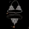 Anklets Stonefans Exquisite Flower Underwear Rhinestone Bikini Chain Crystal Sexy Body Bra Thong Set Underclothes Women Jewelry C3 D Dhz9G