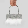 Diamanti di lusso Capelli di struzzo Borse da donna Designer Strass Borsa da sera Catene Borse a tracolla a tracolla Piccola scatola Borsa da festa 230129