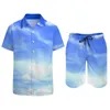 Herren-Trainingsanzüge, blauer Himmel, Herren-Sets, Pografie-Wolken-Druck, lässige Shorts, Strandhemd-Set, 2-teiliger Neuheitsanzug, kurze Ärmel, Übergröße, ClothesMe