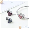 Plata Se adapta a Pandora Pulseras 20 Unids Corazón Púrpura Azul Rojo Cristal Sier Charms Pulsera Cuentas Para Fabricación de Joyas 289C3 Entrega Directa Dhsdi