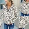 Moletons femininos femininos de outono de inverno leopardo pullovers tops tops soltos lã de lã grossa moleto