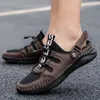 Sandalen Sommer Herren Leder Mesh Strand Outdoor Wasser Atmungsaktiv Bequem Slipper Gummi Klassisch rutschfest Große Größe 38-48