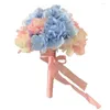 Decorative Flowers Hydrangea Artificial Flower Bouquet Wedding Bride Holding Home Decoration Pography Props Bridesmaid Silk Bow-Knot