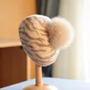 Berets Beret Women Winter Hat Pompom Wool Real Fur Autumn Warm Skiing Accessoire for Outdoors Luxe