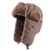 Berets Winter Men's Hat с ушными изделиями Fashion 2023 Осенний теплый Ushanka Bomber Hats Men Men Fauxe Fur