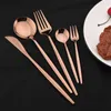 Dinnerware Sets 20Pcs Silver Stainless Steel Set Steak Knife Cake Fork Spoon Tableware Cutlery Kitchen Home Flatware Silverware