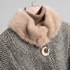 Dames bont faux echte jas vrouwelijke natuurlijke lamslijn tweed wol jassen riem lange winterjack vrouwen mink kraag 18622 yq1989 Women's