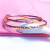 Bangle Pure Russian 585 Gold de ouro roxo feminino Bracelete de três cores elegantes elegantes de 18k rosa Bated