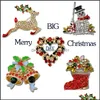 Alfileres Broches Moda 10 Estilos Navidad Señoras Pin Boot Bell Muñeco de nieve Reno Broche Prendedores Trineo Corona Diamante Venta al por mayor China Ot0H3