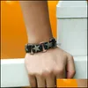 Pulseras con abalorios esqueleto Skl Rock hebilla de cinturón de cuero para mujeres y hombres, brazaletes góticos Punk Unisex, regalo de joyería, envío directo Oto4U