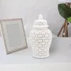 Storage Bottles Ceramic Flower Vase Temple Jar Handicraft Desk Porcelain Ginger