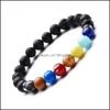 Bracelets de charme Lovers Huit Planètes Bracelet en pierre naturelle Univers Yoga Chakra Galaxy Système solaire Rock Lava pour hommes et femmes Juif OT8ZB