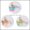 Key Rings Diy Acrylic Butterfly Trendy Transparent Bead Lanyards Keychains Mobile Phone Chains For Women Car Keys Bag Decor Pendant Ot9Nh