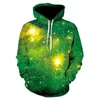 Moletons masculinos roupas verdes masculino universo universo galáxia 3d patch de bolso capuz fora