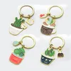 Keychains Creative Metal Succulente Plant Keychain Couple Potted Cactus Vorm voor vrouwen Men Men Purse Bag Decor