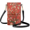 Abendtaschen FORUDESIGNS Kirschblüten-Ölgemälde Mobiltelefon Frau PU-Leder Dame Handtasche Künstlerischer Stil Damen Messengers Kreuz