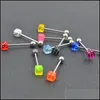 Navel Bell Button Rings Stainless Steel Dice Colorf Tongue/Nipple Bars Body Piercing Jewelry Shippment 14Gx19Mm 145 H1 Drop Deliver Dhrnv