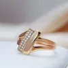 Cluster Rings Kinel Trend Minimalist Geometry Natural Zircon Women's 585 Rose Gold 2023 Vintage Jewelry Girl's Wedding Party Ring